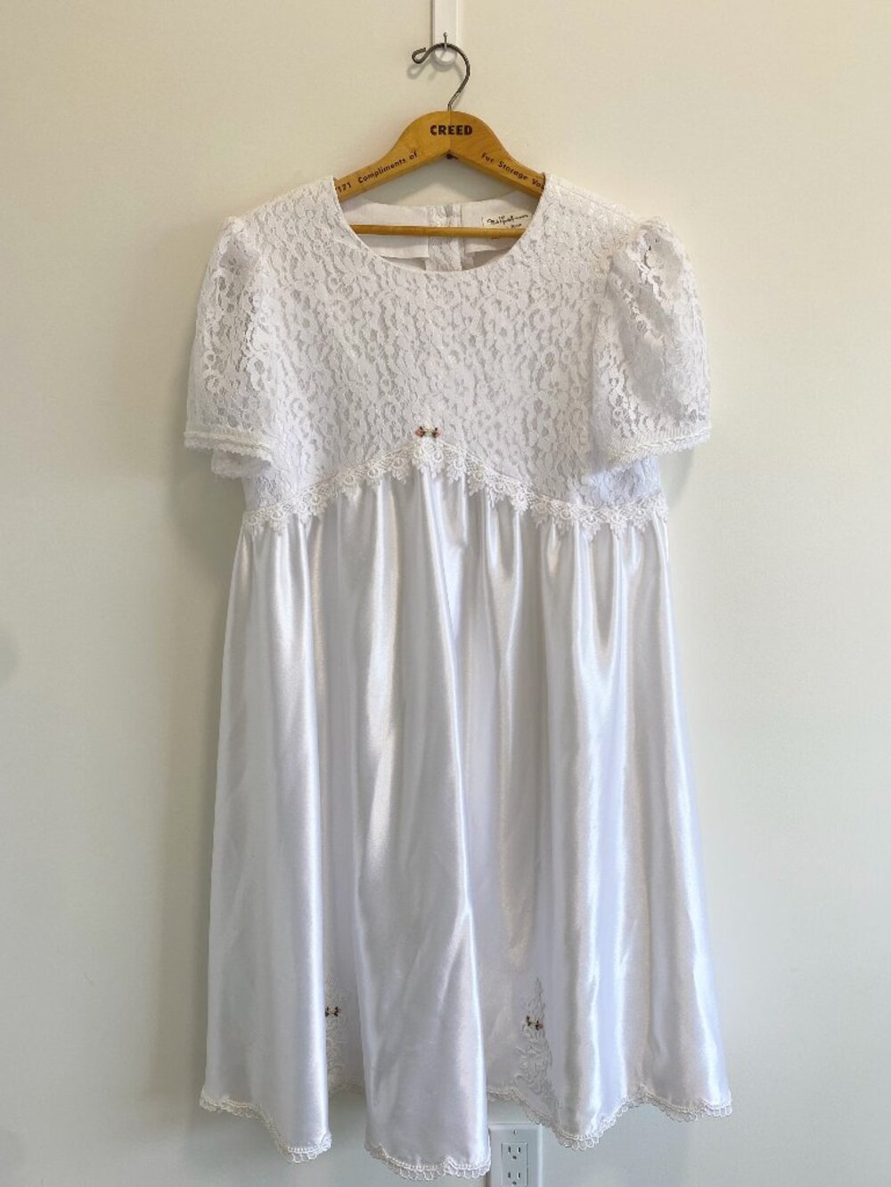 Vintage White Babydoll Tea Length Dress / Wedding or Confirmation